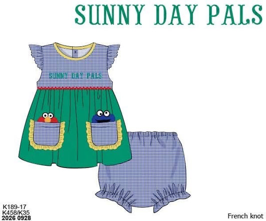 Pre Order 151: Sunny Day Friends- Girls Knit Bloomer Set