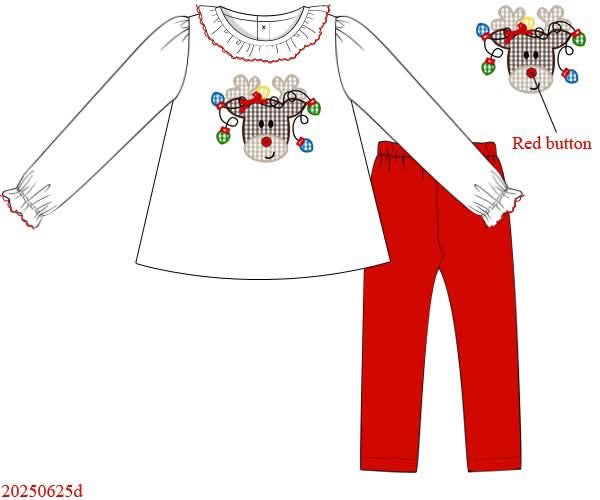 RTS: Ric-Rac Rudolph- Girls 2pc Legging Set