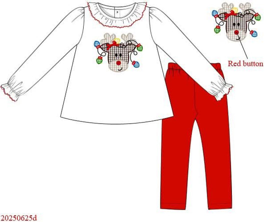 RTS: Ric-Rac Rudolph- Girls 2pc Legging Set