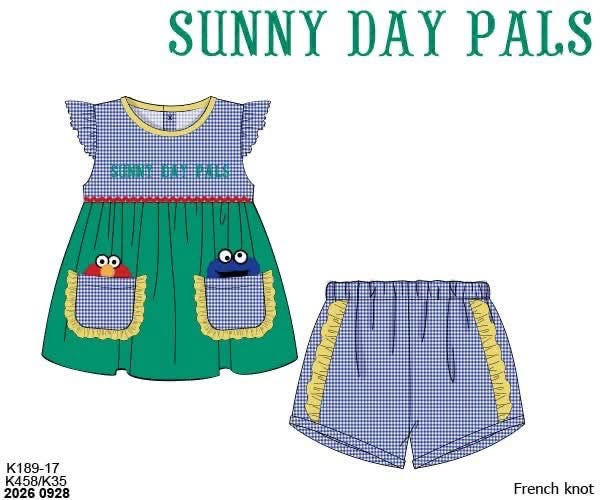 Pre Order 151: Sunny Day Friends- Girls Knit Shortie Set