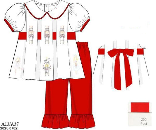 RTS: Nutcracker Stitch- Girls Embroidered Pant Set (No Monogram)