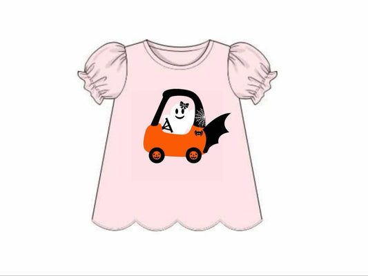 RTS: Halloween Shirt Only- Girls Cozy Coupe Ghost