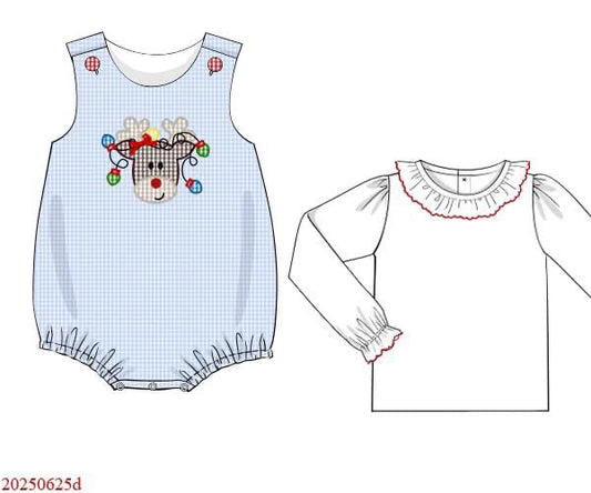 RTS: Ric-Rac Rudolph- Girls 2pc Woven Bubble