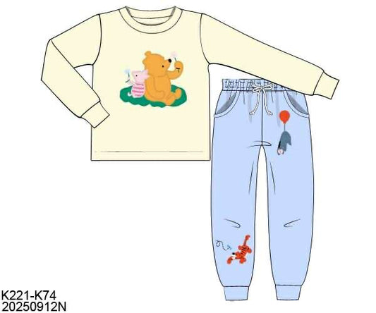 RTS: Honey Bear- Boys Knit Jogger Set