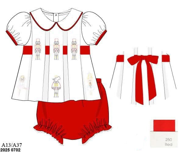 RTS: Nutcracker Stitch- Girls Embroidered Bloomer Set