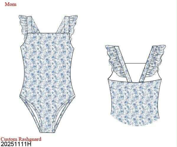Pre Order 137: Brentwood Floral- Mom 1pc Rash Guard Swim