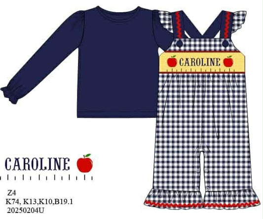 Pre Order 139: BTS Name Smocks- Ruler Girls 2pc Knit Romper