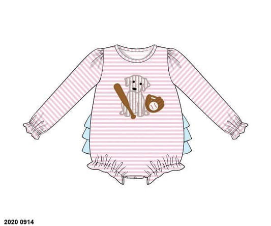 Pre Order 141: Baseball Puppy- Girls Knit Bubble