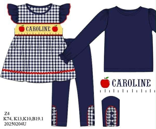 Pre Order 139: BTS Name Smocks- Ruler Girls Knit 3pc Legging Set