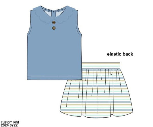 RTS: Seagrove Stripe- Girls Knit Skort Set