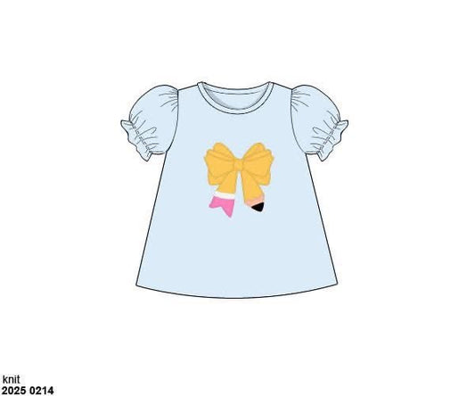 RTS: BTS Knit Shirt Only- Girls Pencil Bow