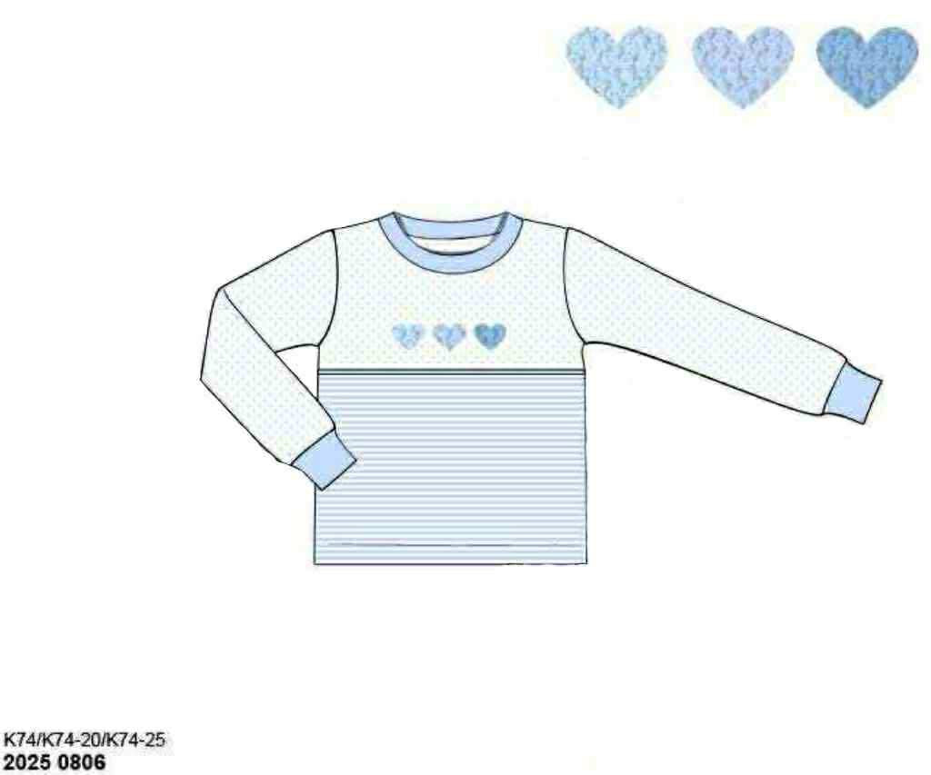 Pre Order 132: French Knot Hearts- Boys Knit Shirt
