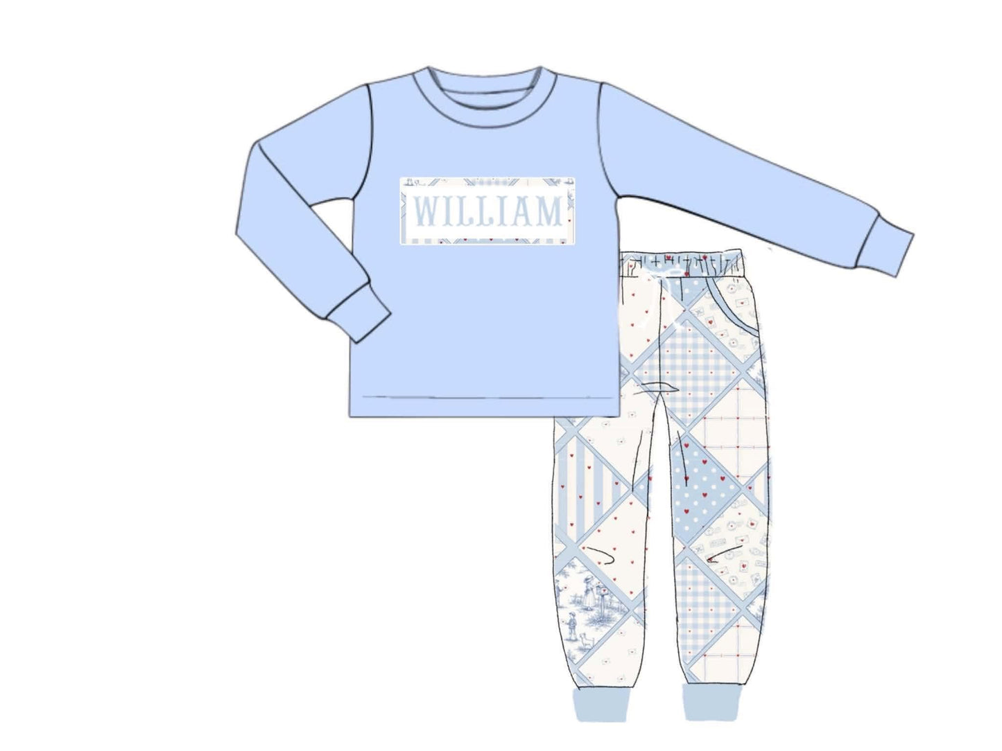 Pre Order 147: Cupid Shuffle- Boys Name Smock Knit Jogger Set