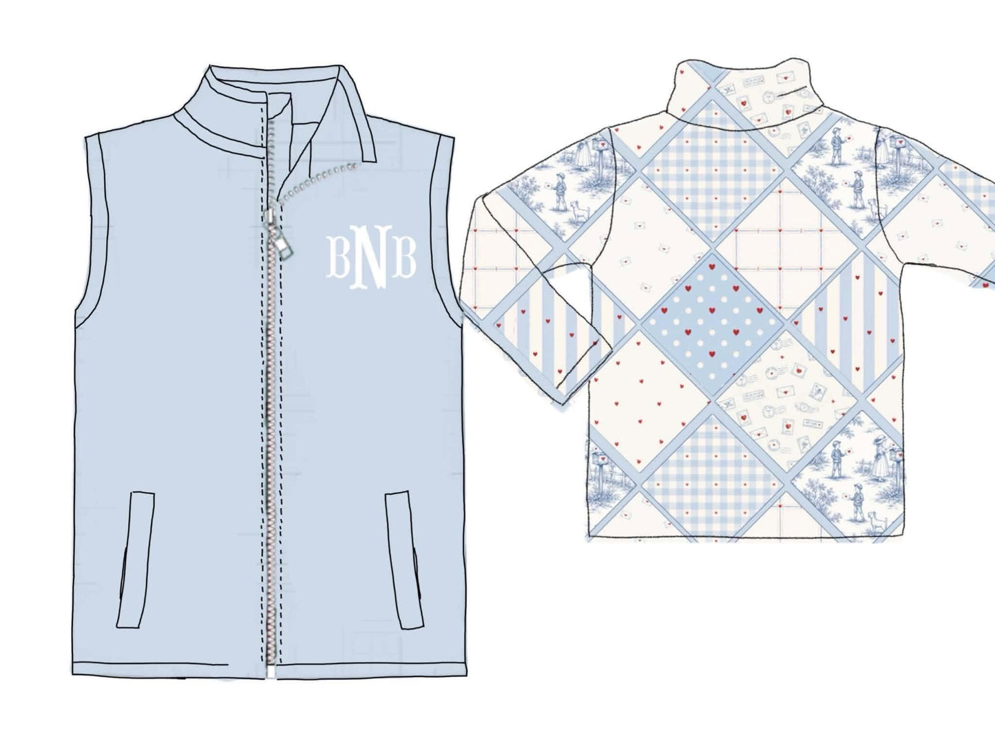 Pre Order 147: Cupid Shuffle- Boys Quilted 2pc Vest Set