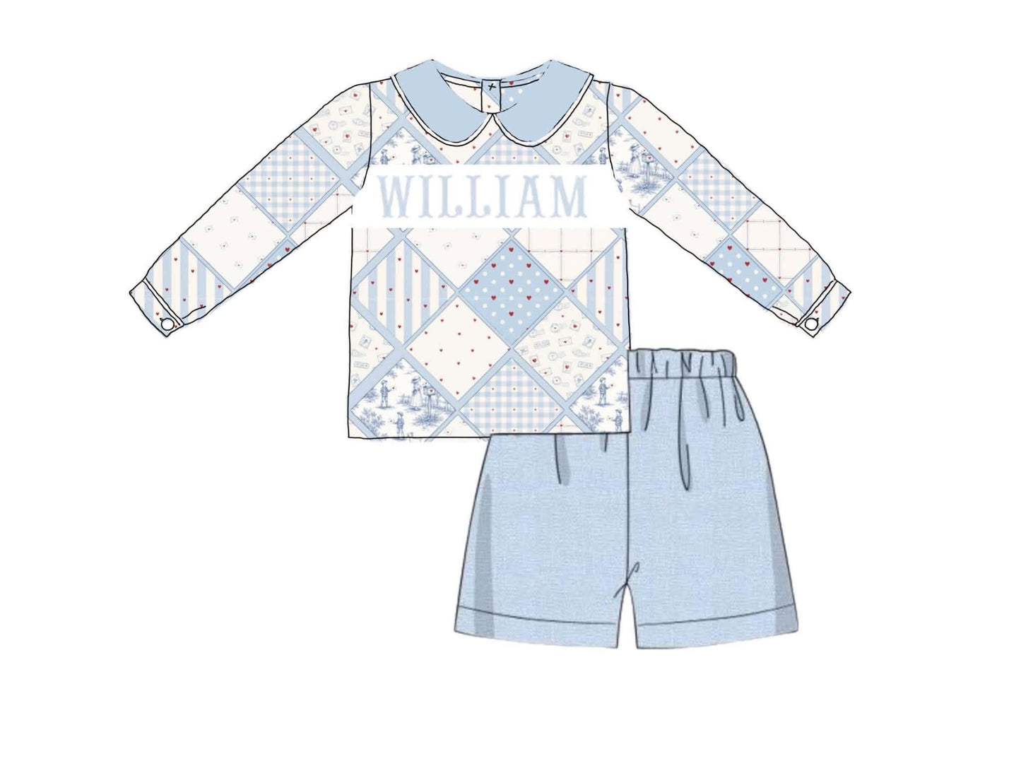 Pre Order 147: Cupid Shuffle- Boys Name Smock Knit Short Set