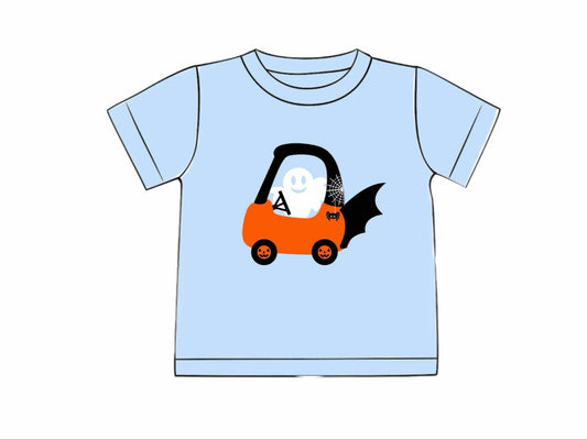 Pre Order 126: Halloween Shirt Only- Boys Cozy Coupe Ghost