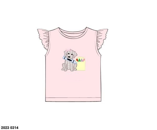 RTS: BTS Knit Shirt Only- Girls Puppy & Crayons