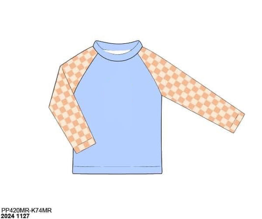 RTS: Capri Floral & Check- Boys Rash Guard Top