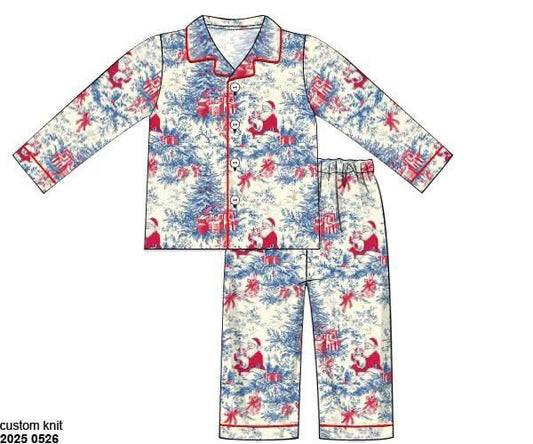 RTS: Santa Toile- Dad/Mini 2pc Knit Lounge Set