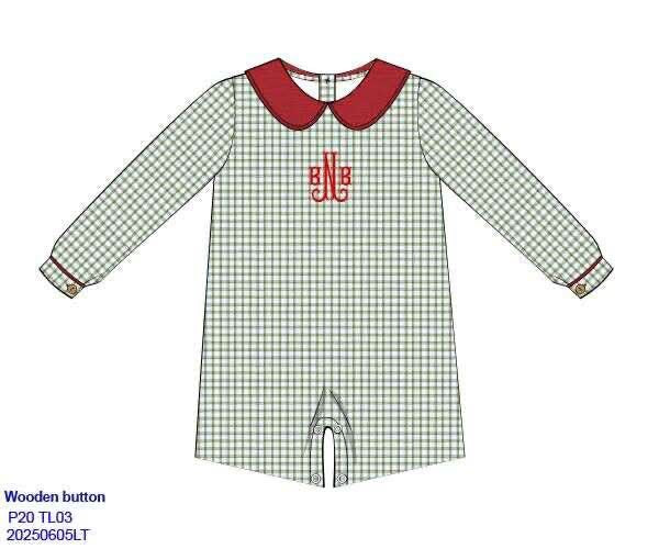 RTS: Merry Blooms & Check- Boys Woven Shortall (No Monogram)