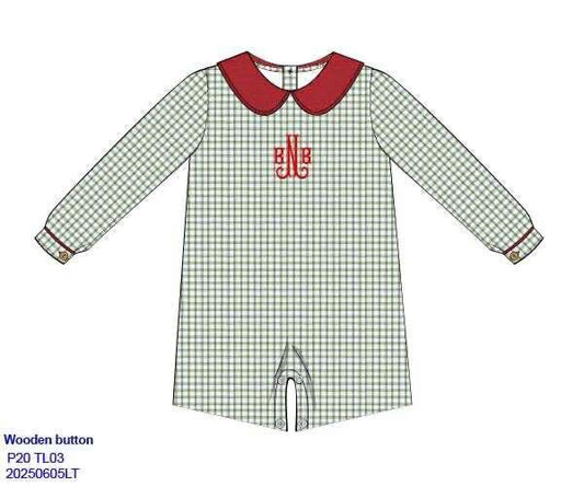 RTS: Merry Blooms & Check- Boys Woven Shortall (No Monogram)