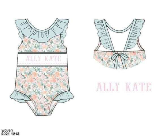 Pre Order 133: Finlee Flashback- Girls Name Smock Rash Guard 1pc Swim