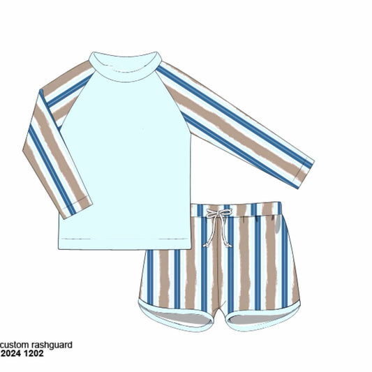 RTS: Driftwood Swim- Boys 2pc Rash Guard Brief Swim Set