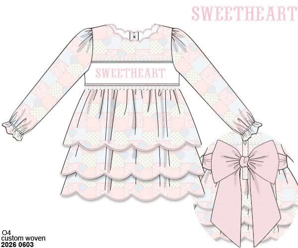 Pre Order 147: Be Mine- Girls Name Smock Woven Dress