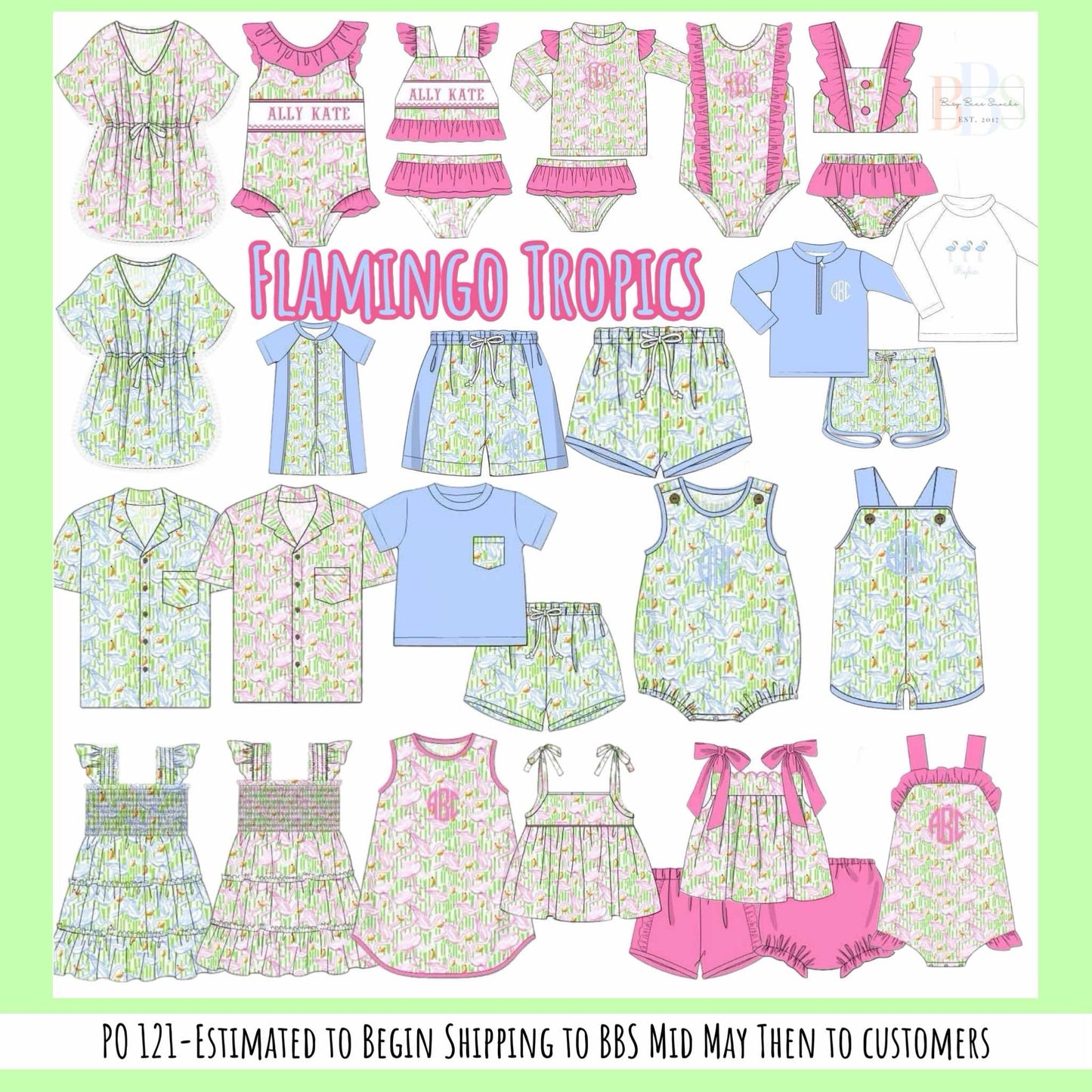 RTS: Flamingo Tropics- Girls Knit Sunsuit