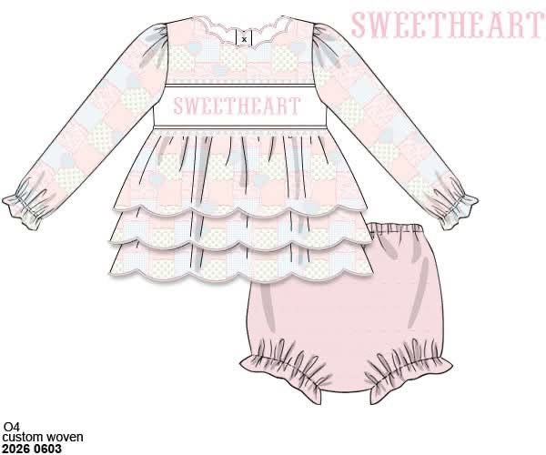 Pre Order 147: Be Mine- Girls Name Smock Woven Bloomer Set