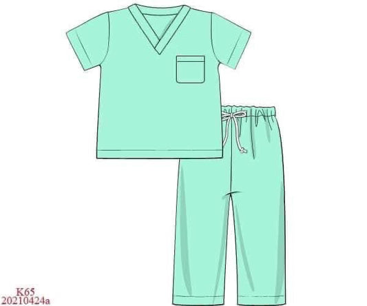 RTS: Grey Sloan Memorial- Mint Knit Scrub Set