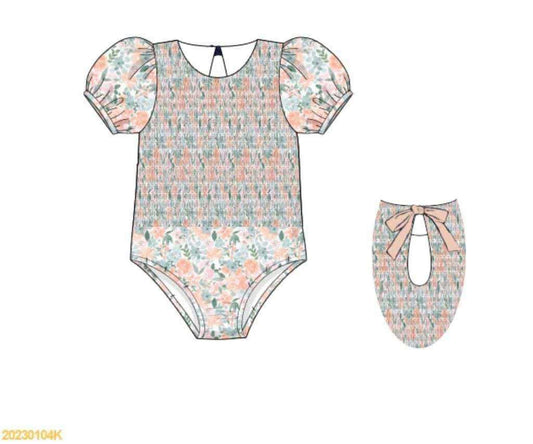 Pre Order 133: Finlee Flashback- Girls Woven Smocked 1pc Swim
