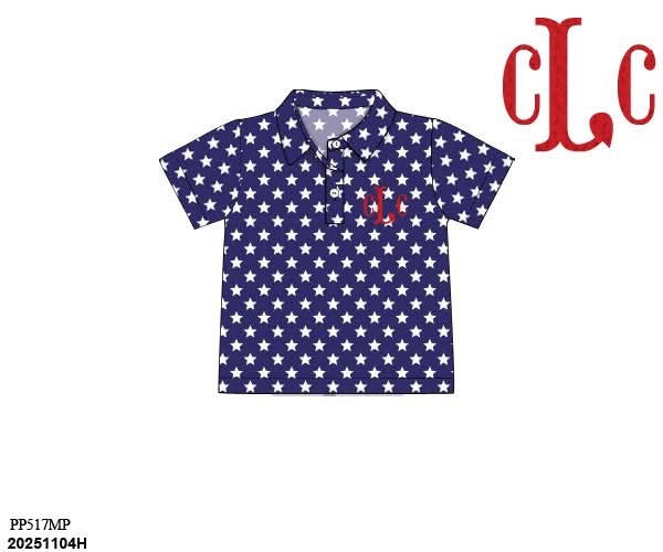 Pre Order 137: RWB Shirt Only- Boys Star Polo