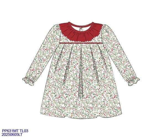 RTS: Merry Blooms & Check- Girls Woven Dress