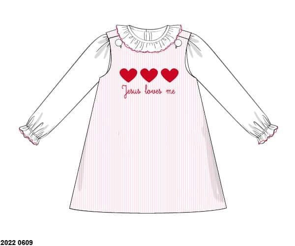 RTS: Jesus Loves Me- Girls Woven Dress