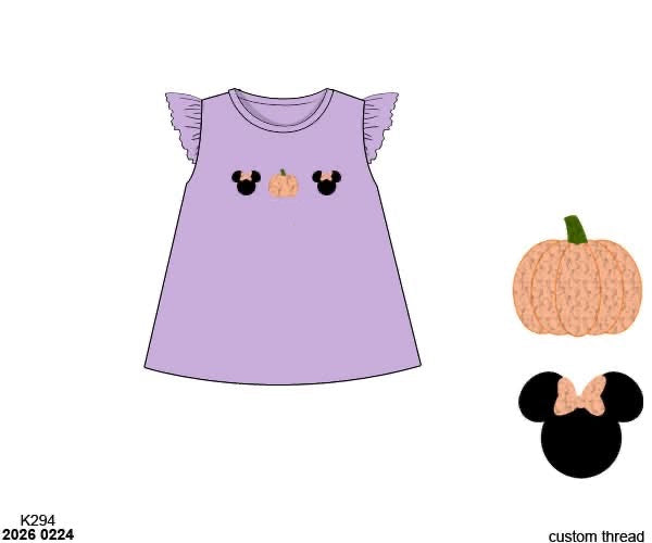 RTS: Halloween Shirt Only- French Knot Mouse Girls Shirt