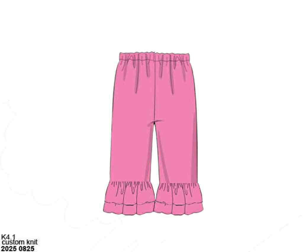 Pre Order 132: Girls Knit Bottoms- Dark Pink Ruffle Pants