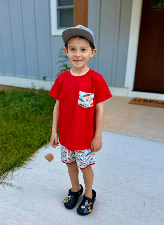 RTS: Go Fish- Boys Knit Shortie Set