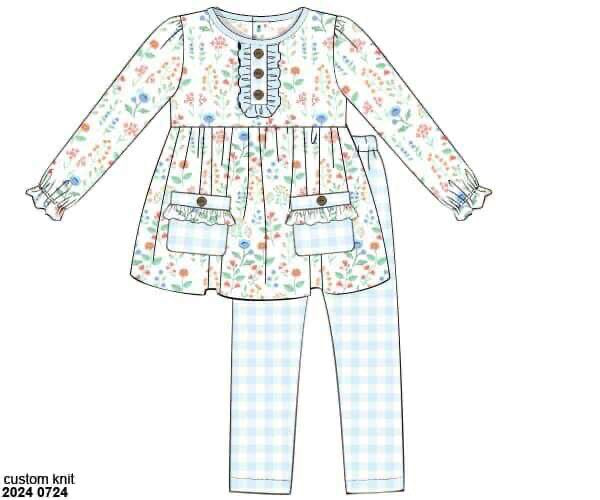 RTS: Caroline Floral- Girls Knit Legging Set