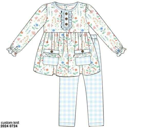 RTS: Caroline Floral- Girls Knit Legging Set