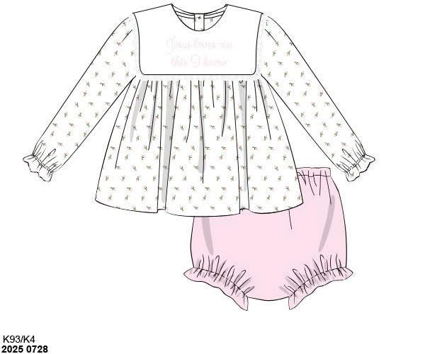 Pre Order 145: Jesus Loves Me- Girls Knit Bloomer Set