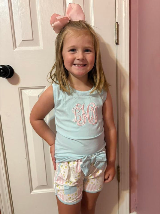RTS: Polly Patchwork- Girls Knit Shortie Set (Without Monogram)