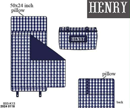Pre Order 139: Navy Gingham- Smocked Napmat