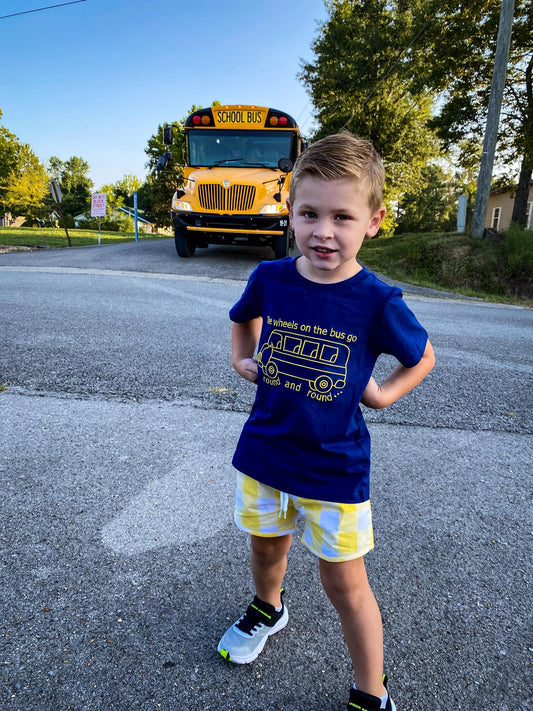 RTS: Wheels on the Bus- Boys Woven Shortie Set