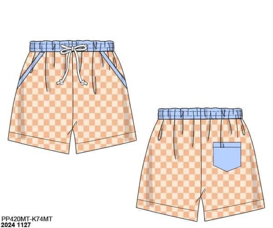 RTS: Capri Floral & Check- Dad/Mini Woven Swim Shorts
