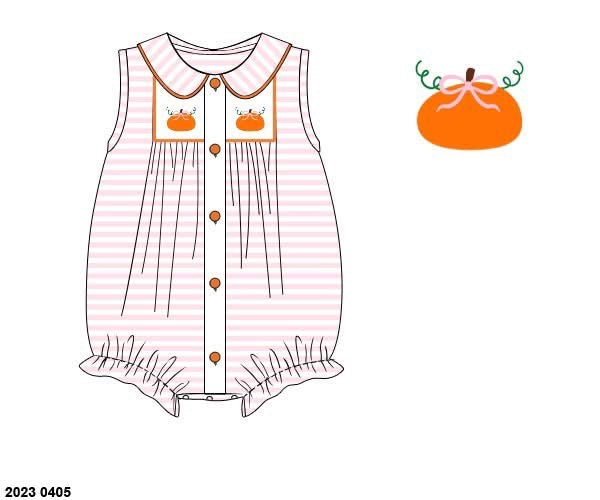 RTS: Simple Pumpkins- Girls Smocked Knit Bubble