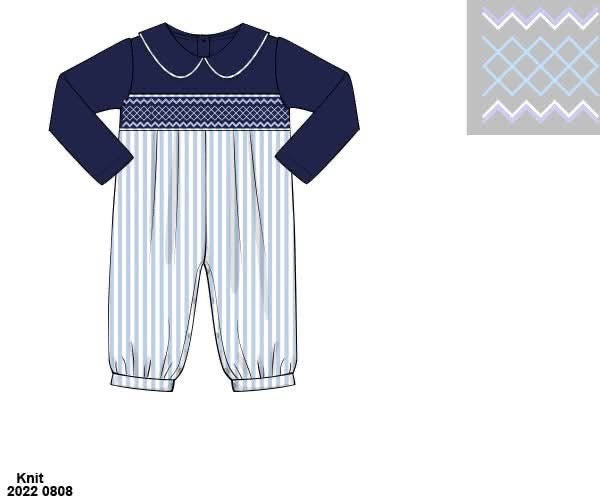 Pre Order 147: Geo Stripes- Boys Knit Romper