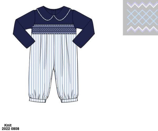 Pre Order 147: Geo Stripes- Boys Knit Romper