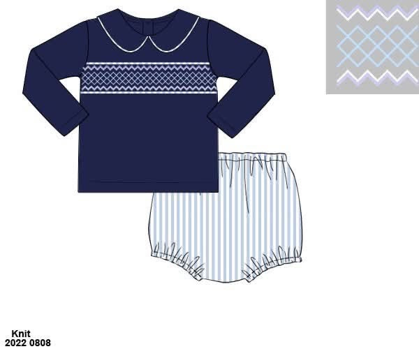 Pre Order 147: Geo Stripes- Boys Knit Diaper Set
