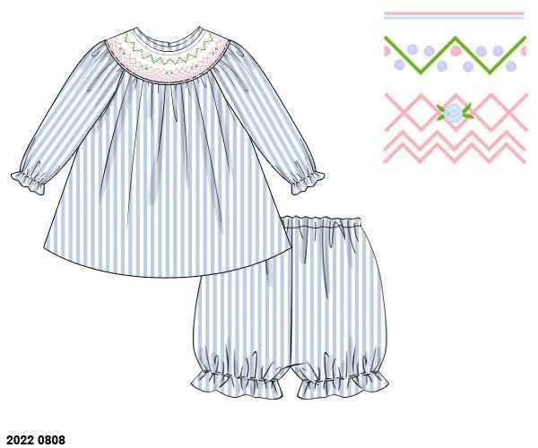Pre Order 147: Geo Stripes- Girls Knit Bubble Short Set